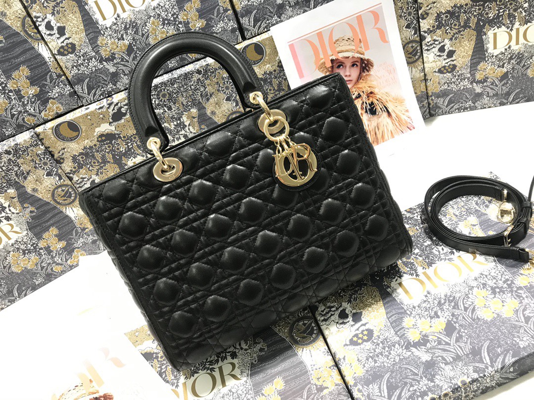 Large Lady Dior Bag Black Cannage Lambskin